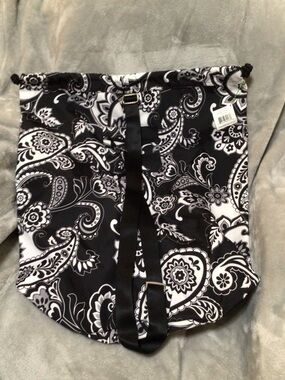 Vera Bradley Black & White Paisley Extra Large Laundry Bag with Shoulder Strap